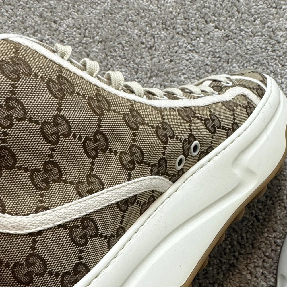 Gucci Mens Brown Monogram High-Top Sneakers
